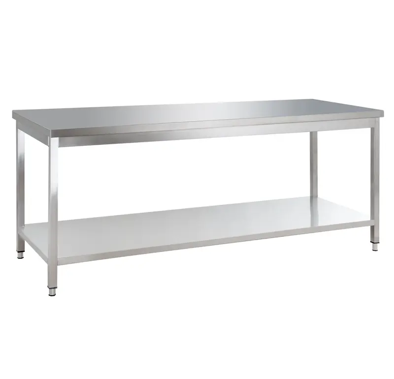 Edelstahl Arbeitstisch Basic 16x6 mit Grundboden, zur Selbstmontage