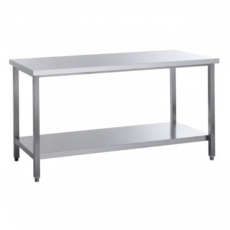 Edelstahl Arbeitstisch Eco 15x6 mit Grundboden