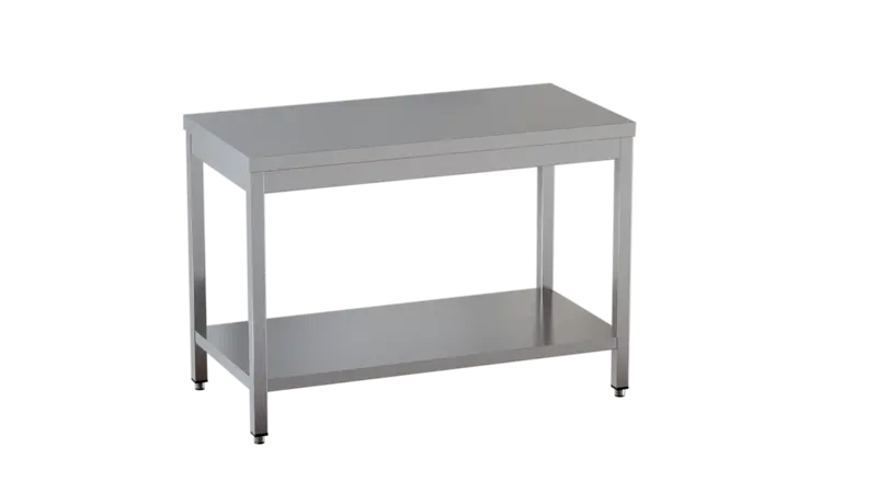Edelstahl Arbeitstisch Eco 16x6 mit Grundboden