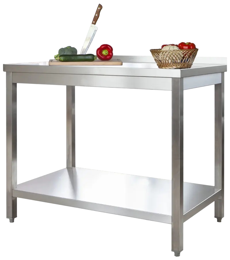 Edelstahl Arbeitstisch Profi 1600 x 600 mm - mit Grundboden und Aufkantung