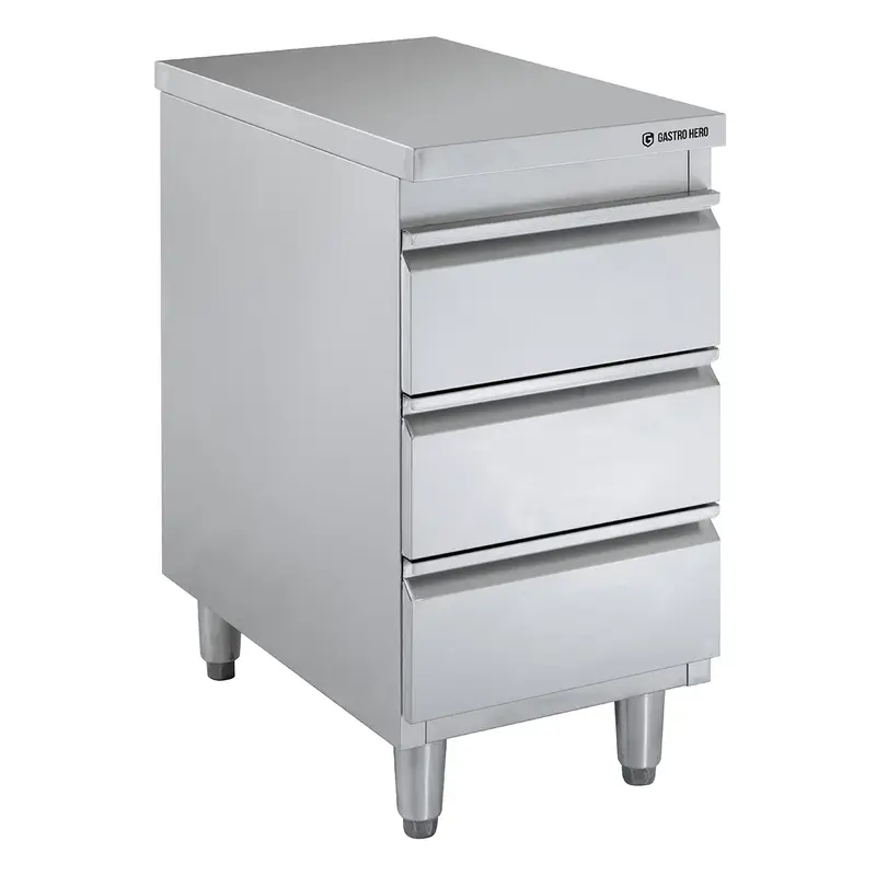 Edelstahl-Schubladenschrank BASIC 3er Einheit 600, AISI 201