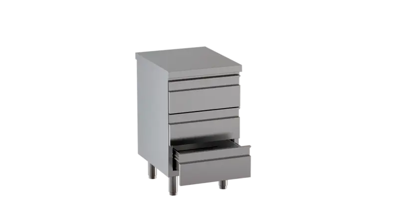 Edelstahl-Schubladenschrank ECO 3er Einheit 600 ohne Aufkantung