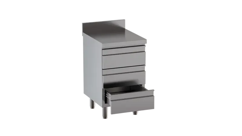 Edelstahl-Schubladenschrank ECO 3er Einheit 700 mit Aufkantung