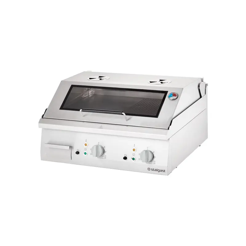 Elektro-Griddleplatte mit Haube als Tischgerät, Serie 700 ND - gerillt 800x700x430 mm