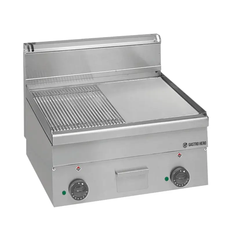 Elektro-Grillplatte Serie 600 - 60/60 - 1/2 glatt, 1/2 gerillt Tischgerät - 7,5 kW