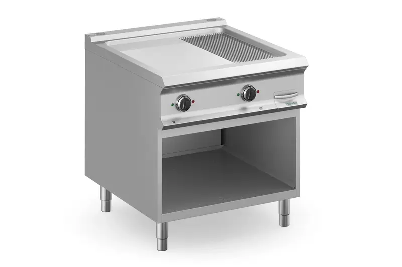 Elektrogrillplatte Dexion Lux 980 - 80/90 - 2/3 glatt, 1/3 gerillt, verchromt - 14 kW