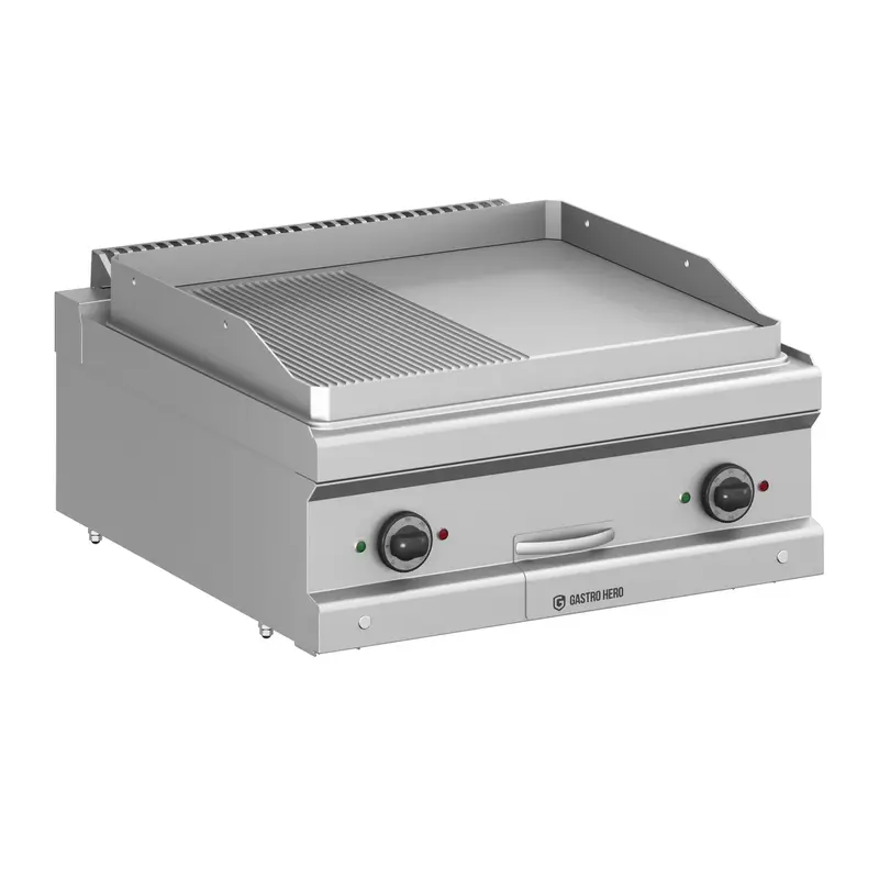 Elektrogrillplatte Serie 700 - 70/70 - ½ glatt, ½ gerillt - Tischgerät