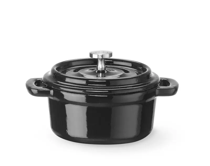 Emaillierter Gusseisentopf, HENDI, 0,27L, Schwarz, 130x100x(H)48mm