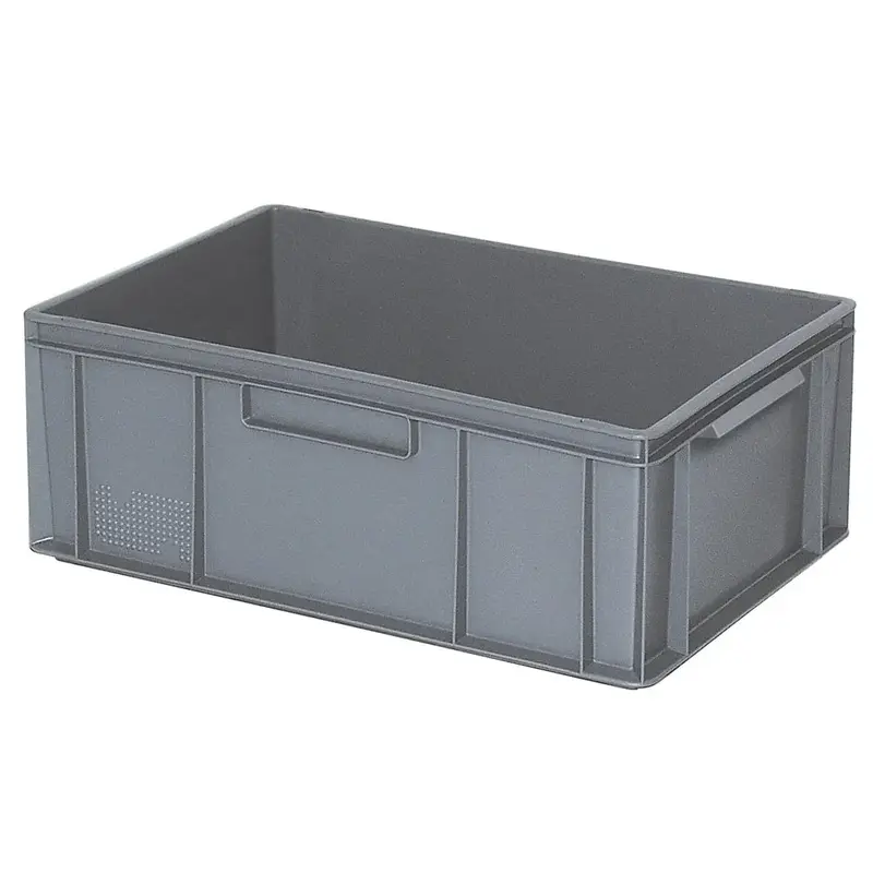 Euro-Stapelbehälter 600x400 mm, 2 Griffleisten, grau - 220 mm