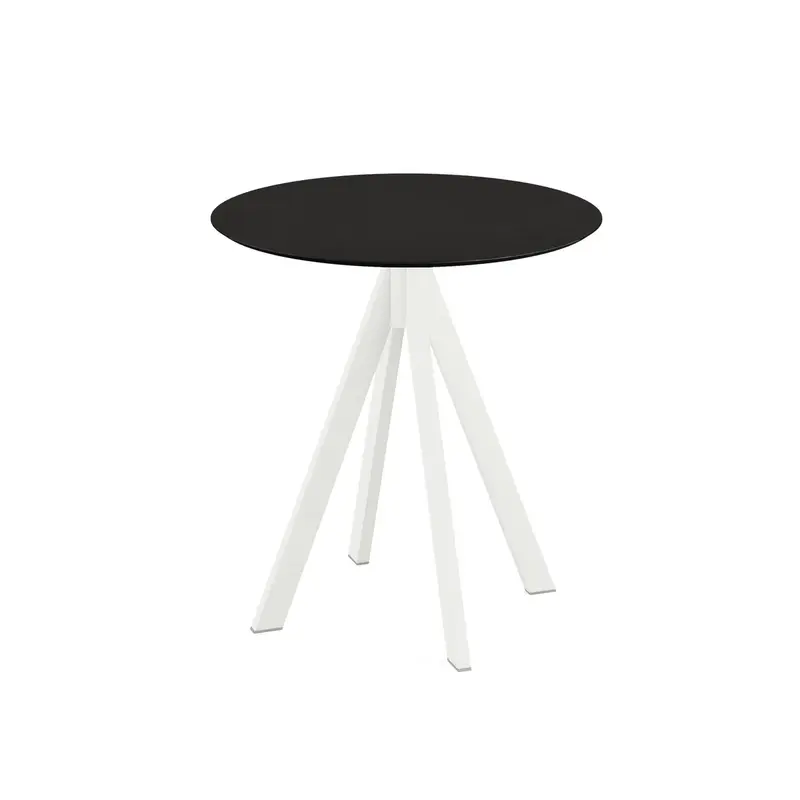 Feros Infinity Terrassentisch Weiß frame + Schwarz HPL Ø70 cm