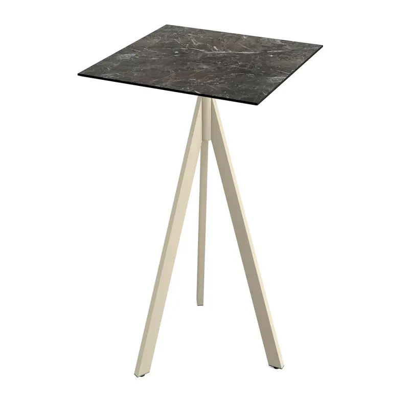 Feros Infinity Tripod Stehtisch Sand frame + Galaxy Marble HPL 70x70 cm
