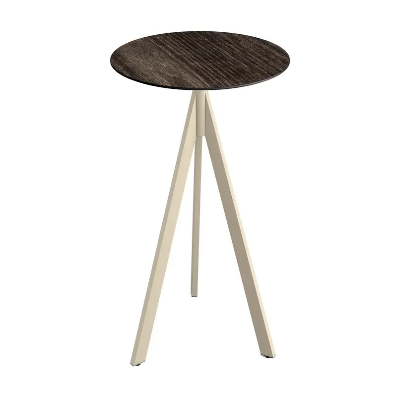 Feros Infinity Tripod Stehtisch Sand frame + Riverwashed Wood HPL Ø70 cm