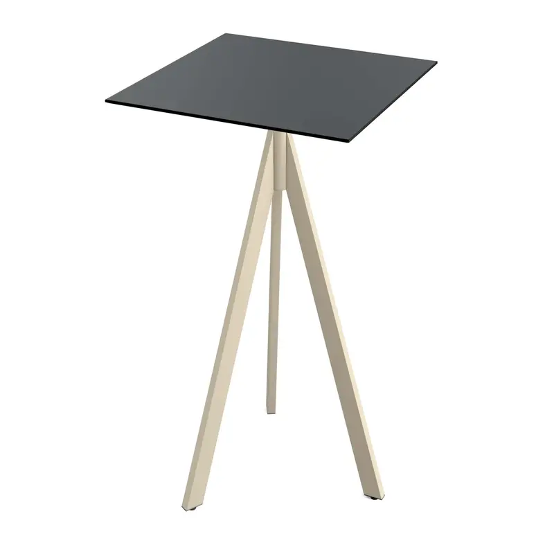 Feros Infinity Tripod Stehtisch Sand frame + Schwarz HPL 70x70 cm