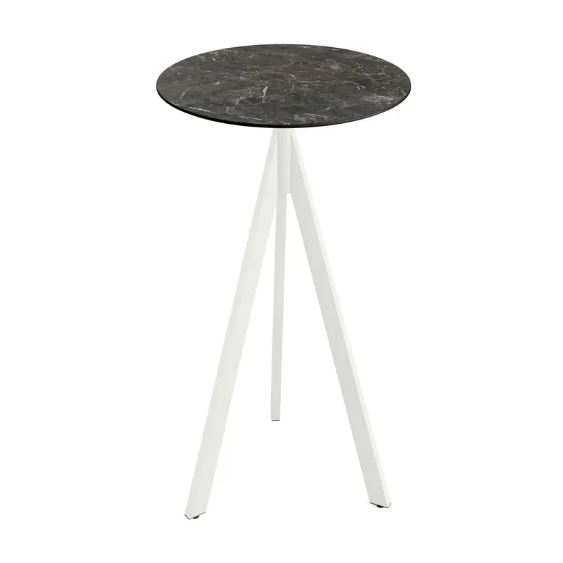 Feros Infinity Tripod Stehtisch Weiß frame + Galaxy Marble HPL Ø70 cm