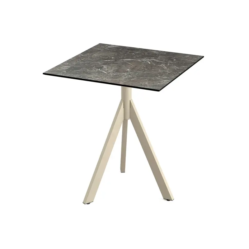 Feros Infinity Tripod Terrassentisch Sand frame + Galaxy Marble HPL 70x70 cm