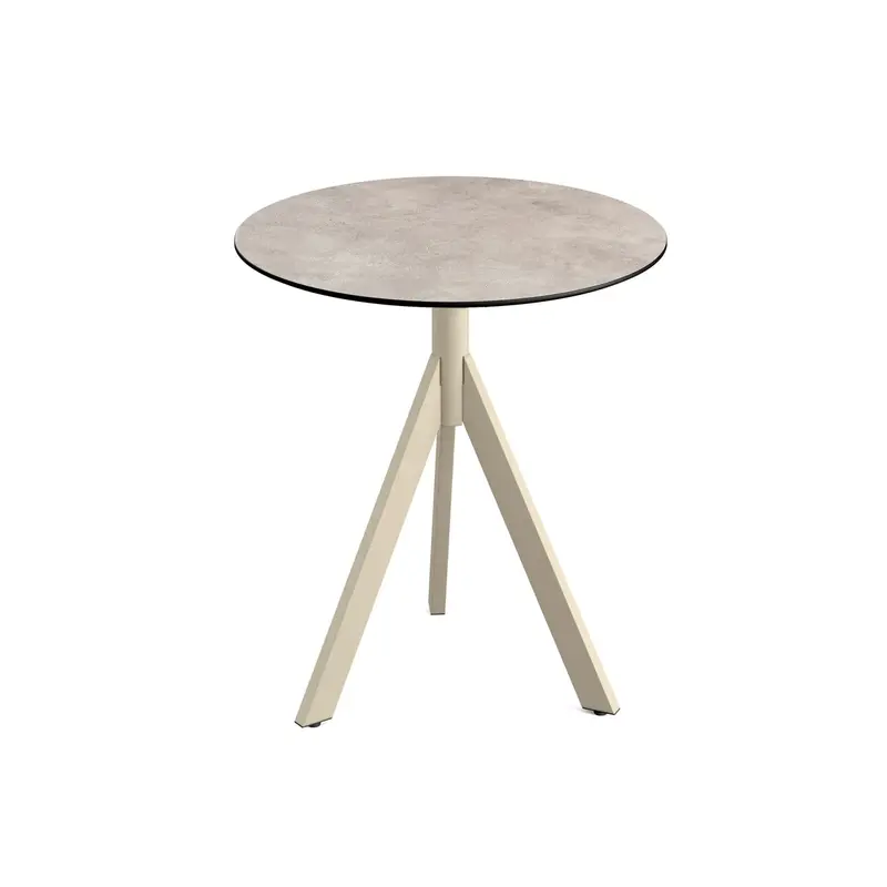 Feros Infinity Tripod Terrassentisch Sand frame + Moonstone HPL Ø70 cm