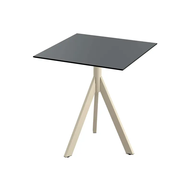 Feros Infinity Tripod Terrassentisch Sand frame + Schwarz HPL 70x70 cm