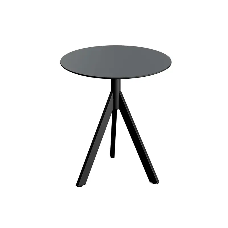 Feros Infinity Tripod Terrassentisch Schwarz frame + Schwarz HPL Ø70 cm