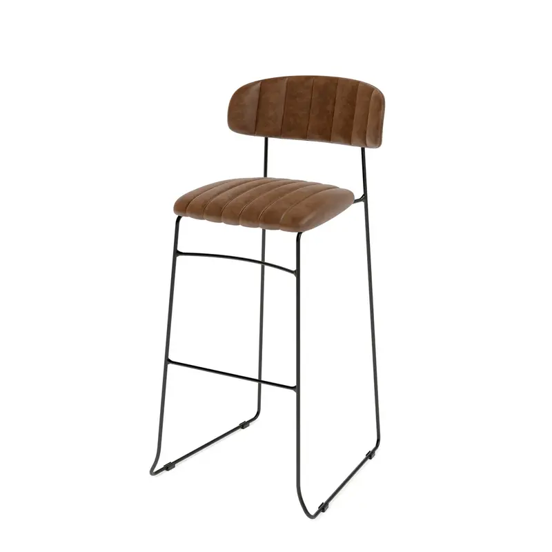Feros Mundo Barhocker Cognac, Kunstleder gepolstert, feuerhemmend, 465 x 490 x 1050 mm