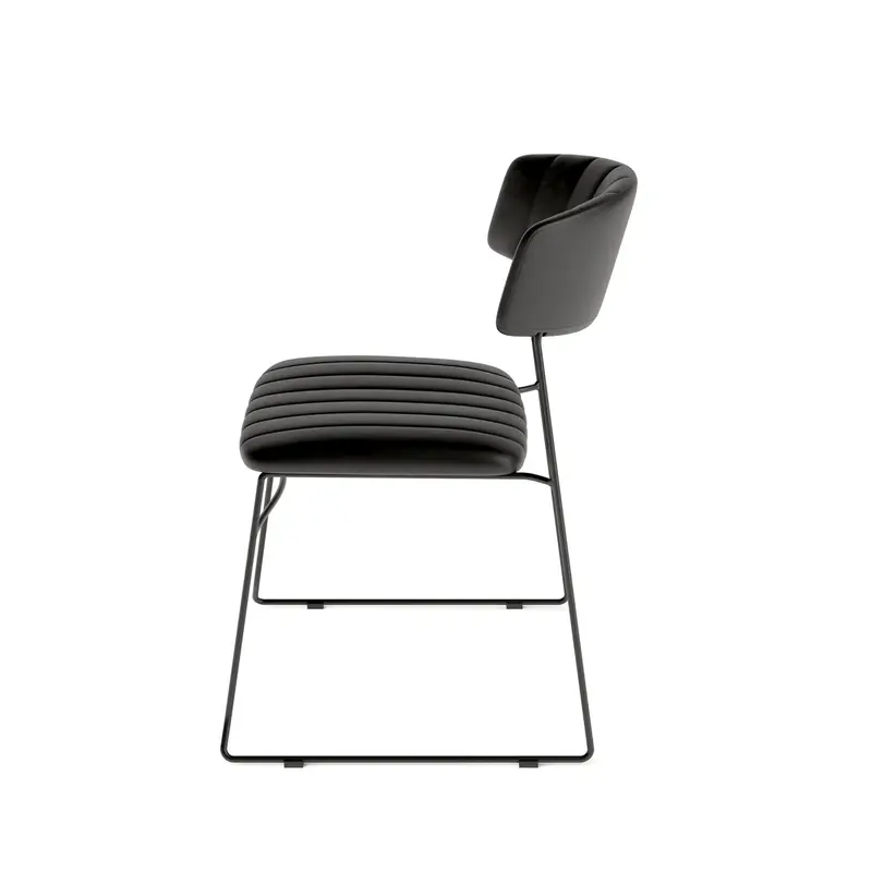 Feros Mundo Stapelstuhl Schwarz, Kunstleder gepolstert, feuerhemmend, 540 x 550 x 790 mm