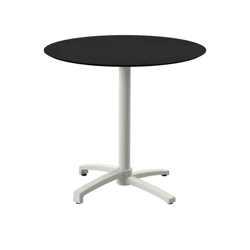 Feros X Cross Terrassentisch Sand gestell + Schwarz HPL Ø70 cm