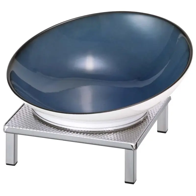 FRILICH RAISER INOX 'Buffetschale' Porzellan,blau, Edelstahlfuß, H