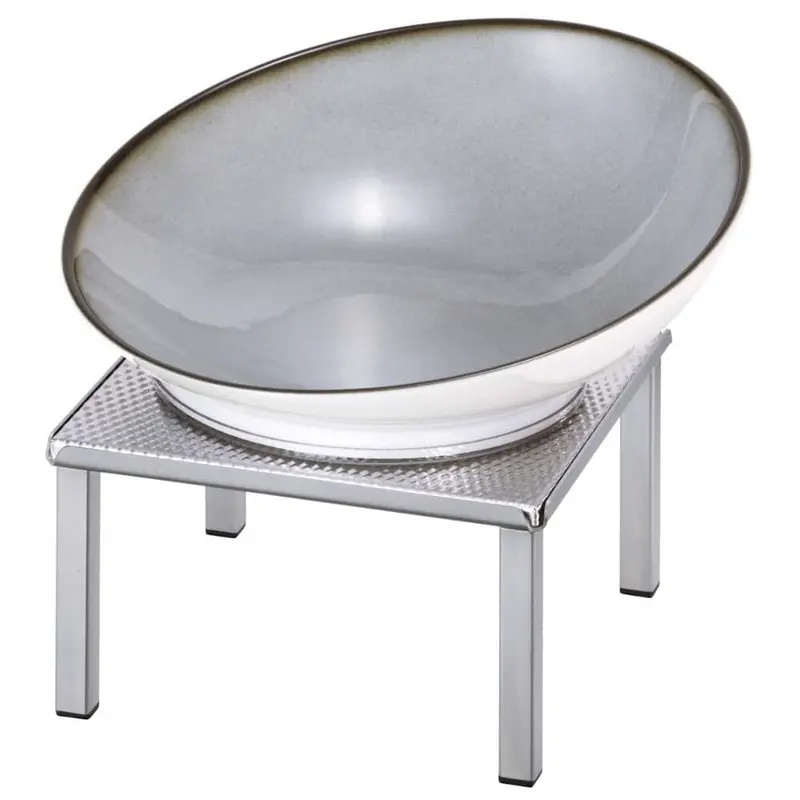 FRILICH RAISER INOX 'Buffetschale' Porzellan, grau, Edelstahlfuß, H