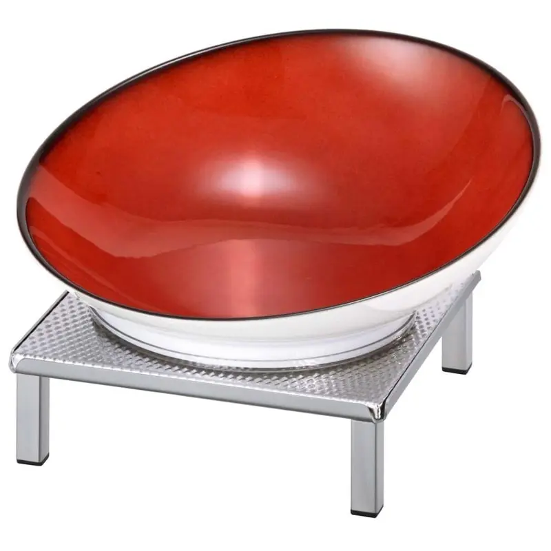 FRILICH RAISER INOX 'Buffetschale' Porzellan, red, Edelstahlfuß, H