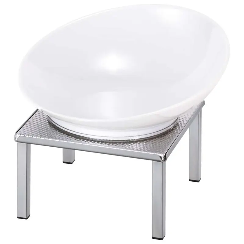 FRILICH RAISER INOX 'Buffetschale' Porzellan,weiß, Edelstahlfuß, H
