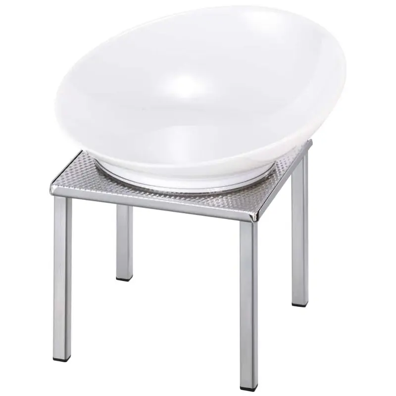 FRILICH RAISER INOX 'Buffetschale' Porzellan,weiß, Edelstahlfuß, H
