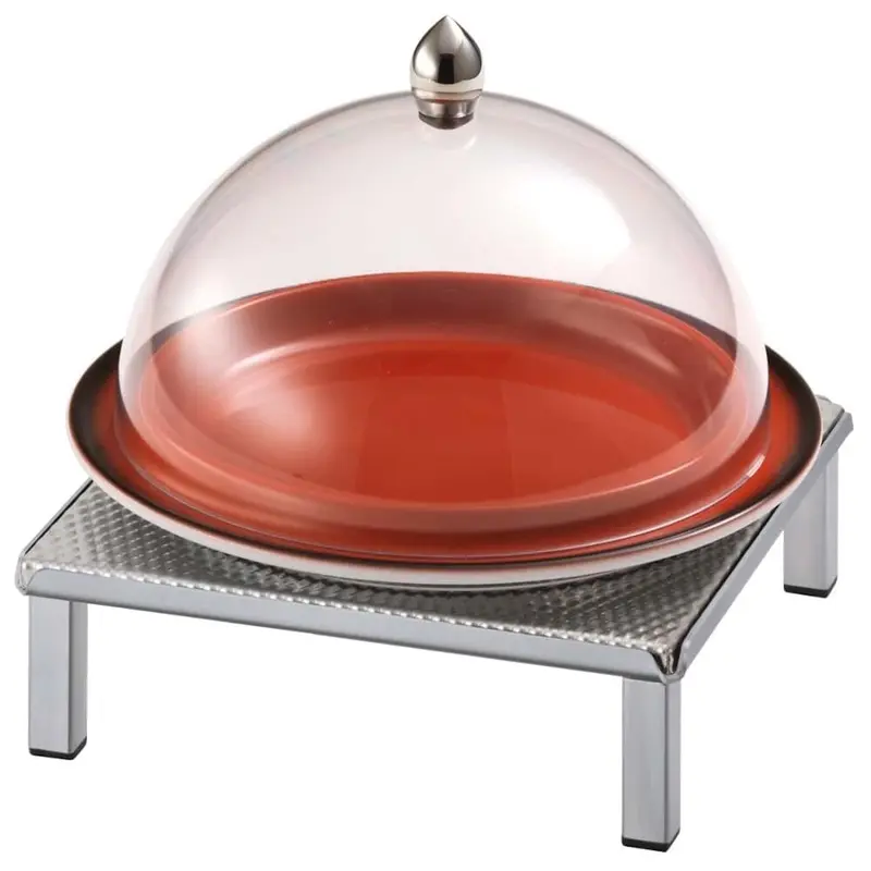 FRILICH RAISER INOX 'Clochenplatte' mit Porzellanteller, rot, H
