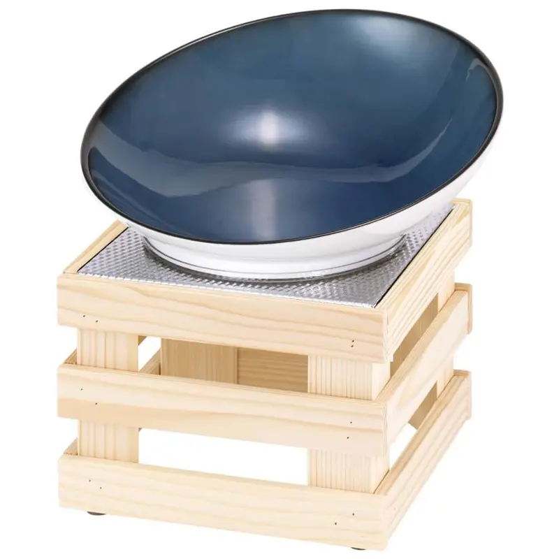 FRILICH RAISER NATURE 'Buffetschale' Porzellan, blau, Holzfuß, H