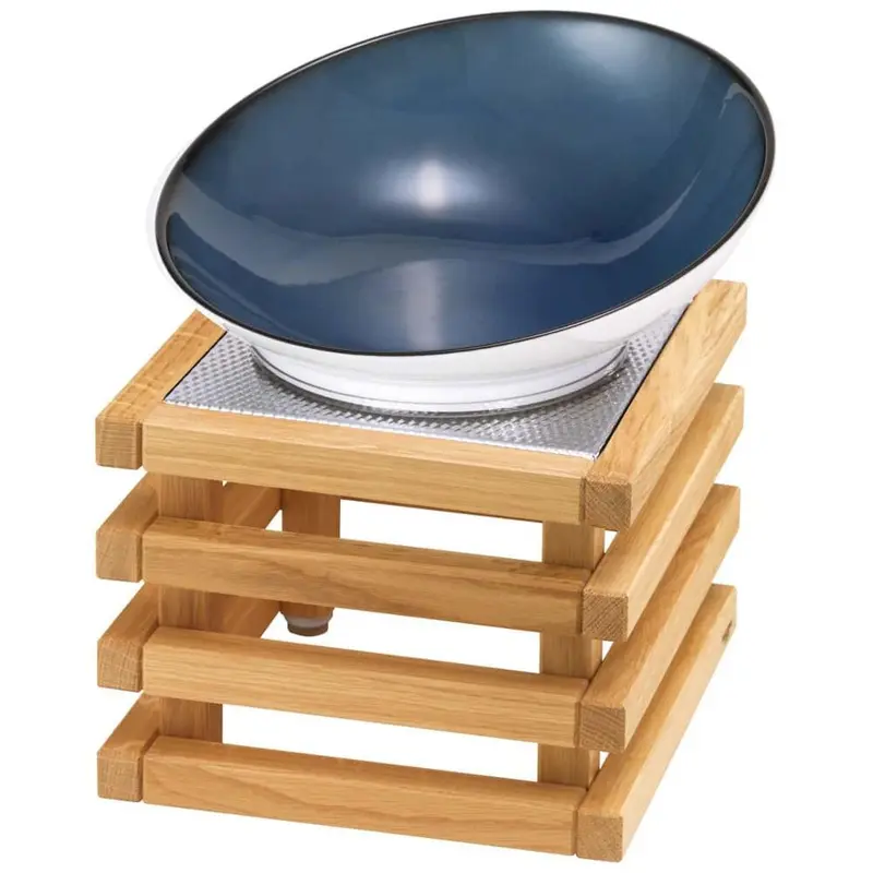 FRILICH RAISER OAK 'Buffetschale' Porzellan, blau, Holzfuß, H