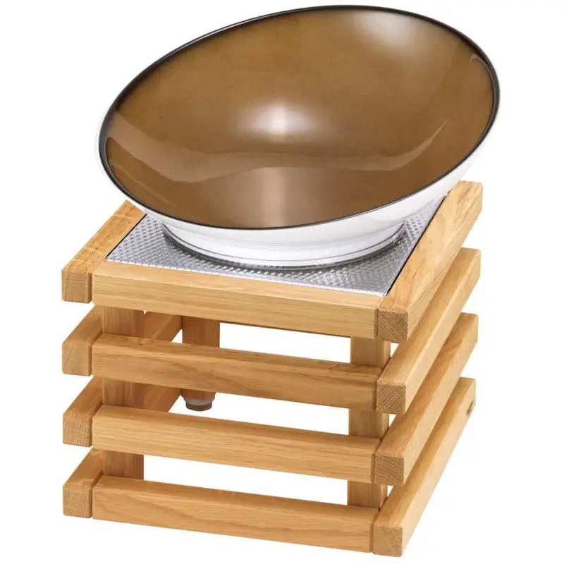 FRILICH RAISER OAK 'Buffetschale' Porzellan, caramel, Holzfuß, H