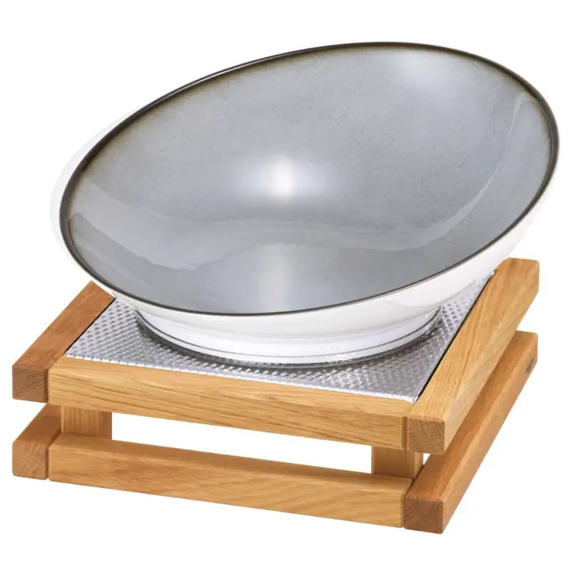 FRILICH RAISER OAK 'Buffetschale' Porzellan, grau, Holzfuß, H