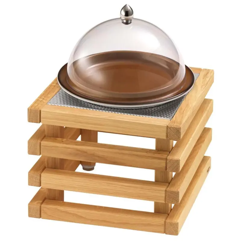 FRILICH RAISER OAK 'Clochenplatte' mit Porzellanteller, caramel, H