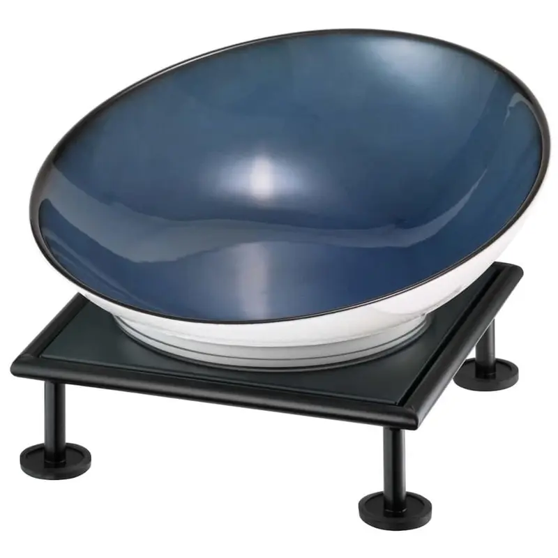 FRILICH RAISER RUSTIC 'Buffetschale' Porzellan, blau, Metallfuß, H
