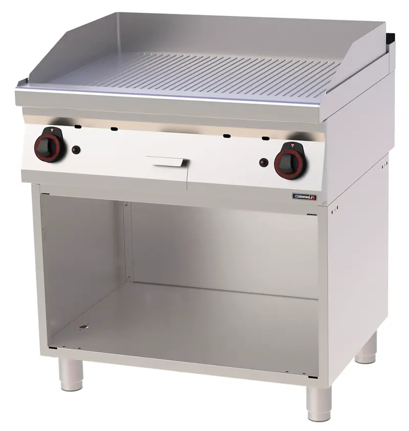 Gas-Grillplatte gerillt verchromt mit offenem Unterbau 80