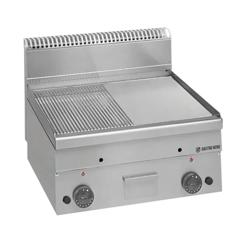 Gas-Grillplatte Serie 600 - 60/60 - 1/2 glatt, 1/2 gerillt - Tischgerät - 10,2 kW