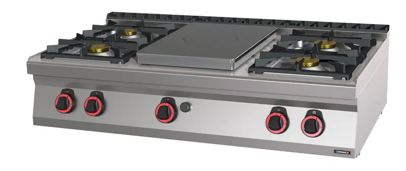 Gas-Tischherd 4 Brenner + 1 Glühplatte 120