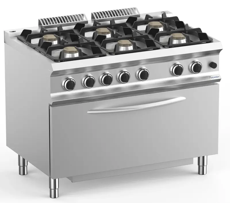 Gasherd Dexion Lux 700 - 110/73 mit Gasbackofen GN2/1 - 6 Kochstellen - 50 kW