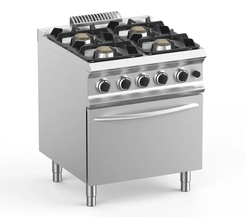 Gasherd Dexion Lux 700 - 70/73 mit Gasbackofen - 4 Kochstellen - 28 kW