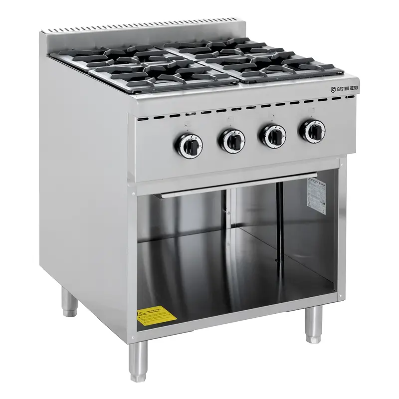 Gasherd ECO mit offenem Unterbau - 28,8 kW - 4 Brenner