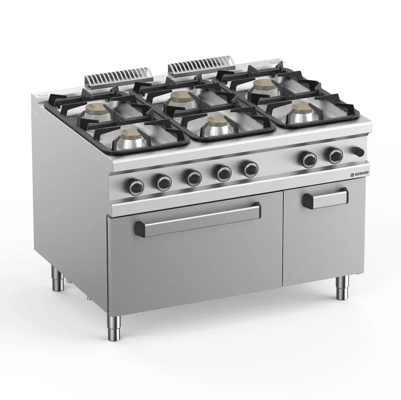 Gasherd Serie 900 - 120/90 mit Elektrobackofen - 6 Kochstellen - 39 kW