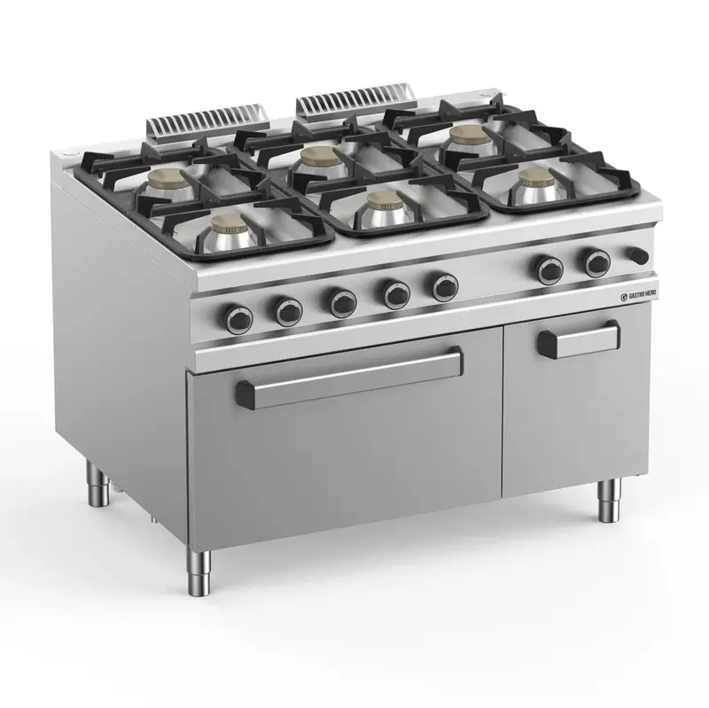 Gasherd Serie 900 - 120/90 mit Gasbackofen - 6 Kochstellen - 61 kW