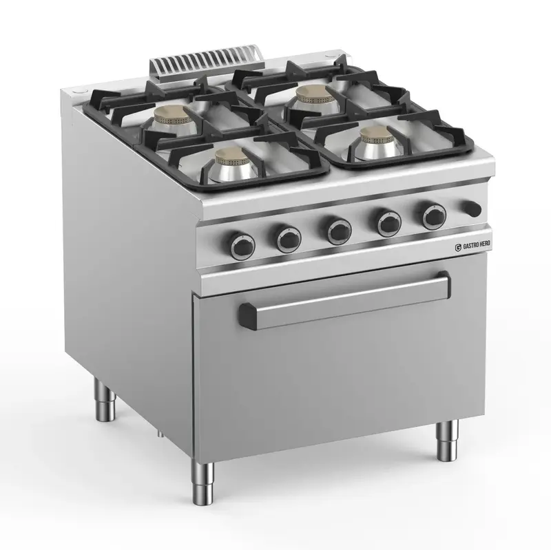 Gasherd Serie 900 - 80/90 mit Elektrobackofen - 4 Kochstellen - 22 kW