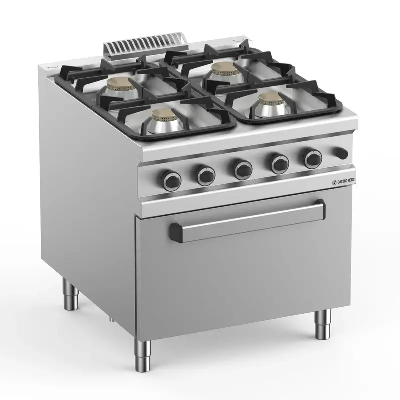 Gasherd Serie 900 - 80/90 mit Gasbackofen - 4 Kochstellen - 43 kW