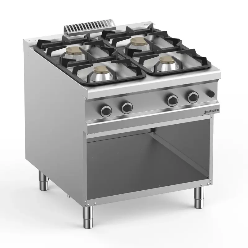 Gasherd Serie 900 - 80/90 mit offenem Unterbau - 4 Kochstellen - 36 kW