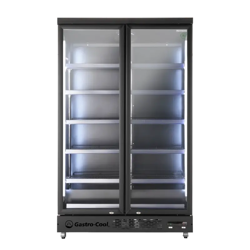 Gastro-Cool GD1050 Getränkekühlschrank 1060 Liter mit 2 Klapptüren, LED Beleuchtung, schwarz