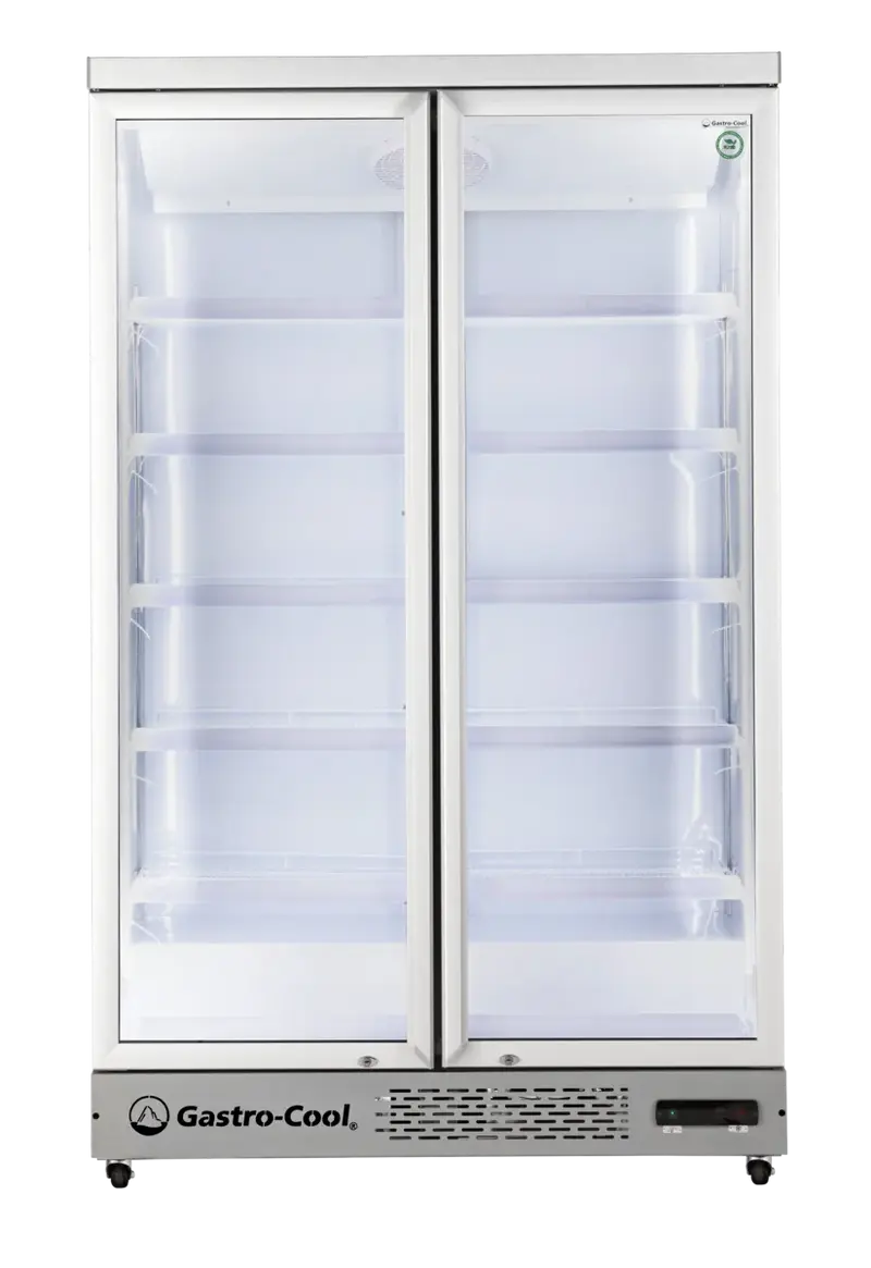 Gastro-Cool GD1050 Getränkekühlschrank 1060 Liter mit 2 Klapptüren, LED Beleuchtung, silber